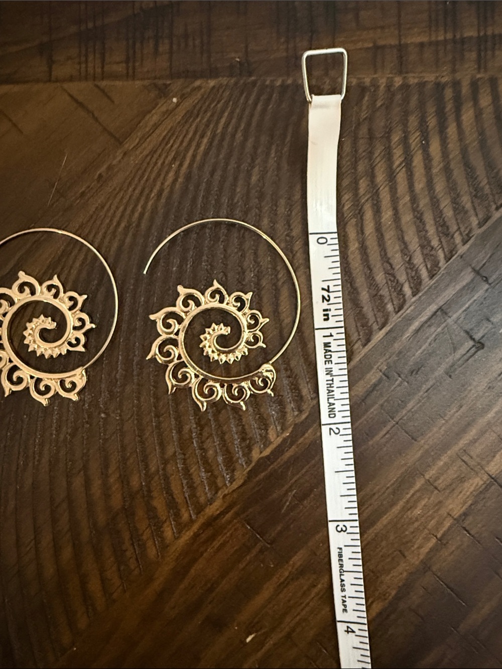 Gold Spiral Filigree Hoop Earrings - Women Jewelry - Picture 2 of 3